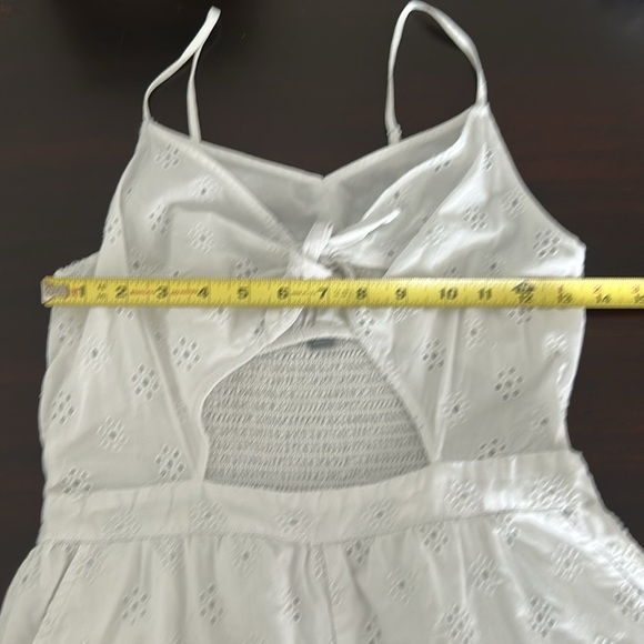 Aerie White Cutout Tie Front Cotton Eyelet Smocked Back Romper Size S - Picture 10 of 16
